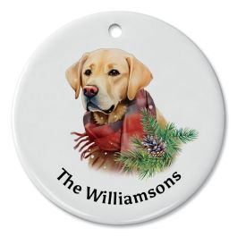 Labrador Greetings Personalized Ornament - Yellow Lab