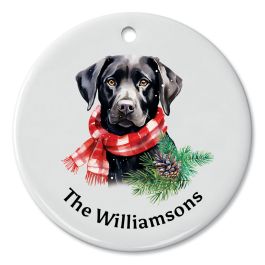 Labrador Greetings Personalized Ornament - Black Lab