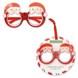 Santa Holiday Cheer Light Up Novelty Glasses