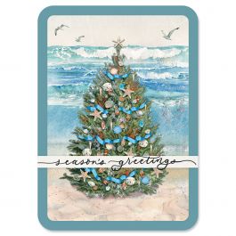 Beach Tree Christmas Cards - Personalized