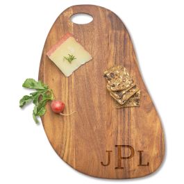 Charcuterie Organic-Shaped Acacia Board - 3 Initials