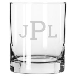 Double Old Fashion Glass - 3 Initial Monogram