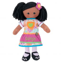 Personalized African American Rag Doll with Apron Dress