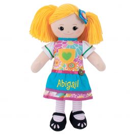 Personalized Blonde Rag Doll with Apron Dress
