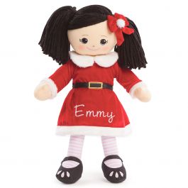 Personalized Asian Rag Doll in Santa Dress