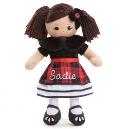 Personalized Hispanic Rag Doll in Plaid Dress
