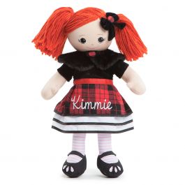 Personalized Red-Hair Rag Doll in Plaid Dress
