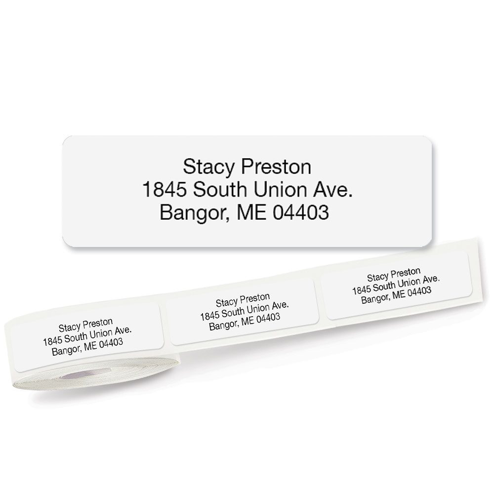 White Personalized Return Address Labels Without Dispenser - Roll