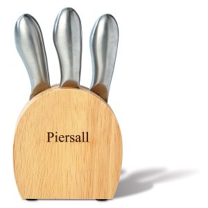 Engraved Wooden Cheese Block and Utensils
