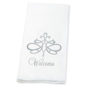 Welcome Silver Scroll Disposable Hand Towels