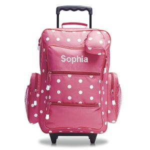 Pink with White Dots 21" Personalized Rolling Luggage