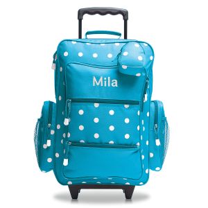 Turquoise Polka Dot 21" Personalized Rolling Luggage