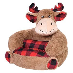 Children's Moose Buffalo Plaid Plush Character Chair