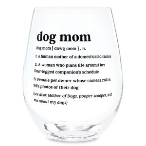 Dog Mom Stemless Wine Glass