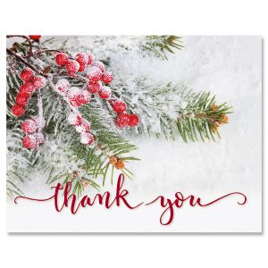 Berries & Pine Christmas Thank You Cards - BOGO