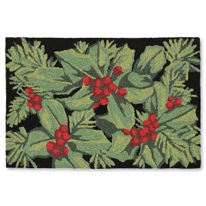Hollyberries Black Doormat - Medium
