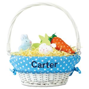 Personalized Wicker Easter Basket with Blue Liner