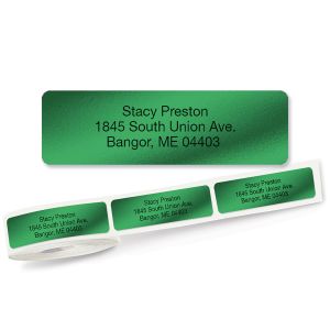 Green Foil Rolled Address Label