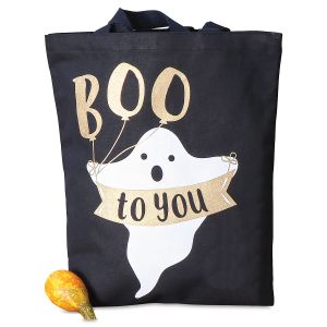 Personalized Trick Or Treat Bags Lillian Vernon Ghost Canvas Tote Bag