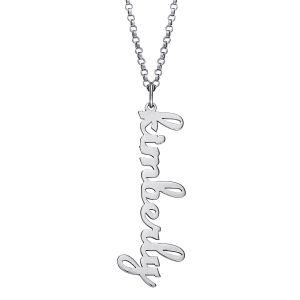 Script Name Sterling Silver Vertical Lowercase Necklace