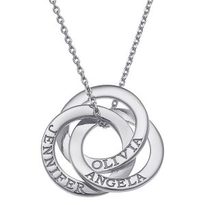 Silver Interlocking Rings Personalized Necklace
