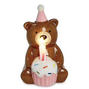 Pink Birthday Bear Keepsake LED Candle