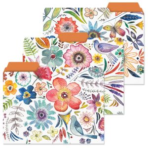 Embroidered Florals File Folders