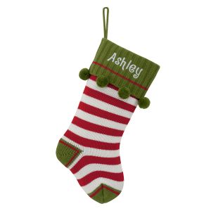 Red Striped Knit Personalized Christmas Stocking