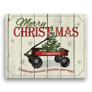 Personalized Christmas Wagon Canvas