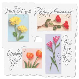 Scalloped Floral Anniversary Cards