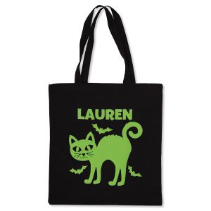 Cat Glow-in-the-Dark Personalized Halloween Treat Bag