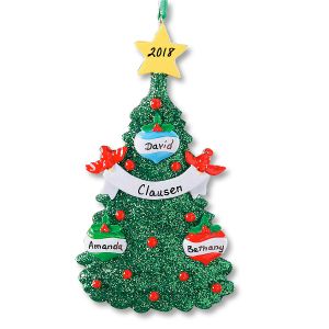 Glitter Tree Christmas Personalized Ornaments