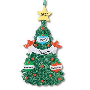 Glitter Tree Christmas Personalized Ornaments