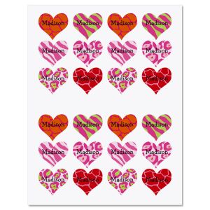 Personalized Animal Print Heart Stickers