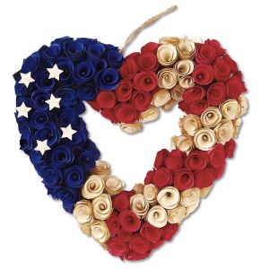 Patriotic Wooden Heart Wreath
