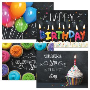 Bright on Black Birthday Cards