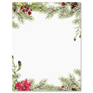 Pine Berries Christmas Letter Paper