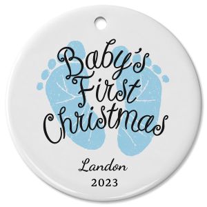 Personalized Baby Boy's First Christmas Ceramic Ornament