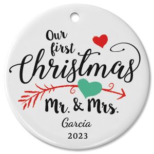 Personalized First Christmas Wedding Ceramic Christmas Ornament