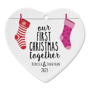 First Christmas Together Ceramic Personalized Christmas Ornament