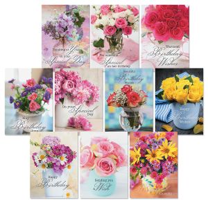 Floral Bouquets Birthday Greeting Cards Value Pack