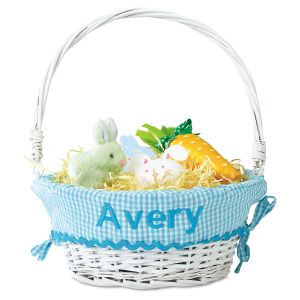 Personalized Wicker Easter Basket with Aqua Liner