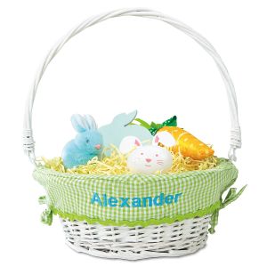 Personalized Wicker Easter Basket with Green Liner