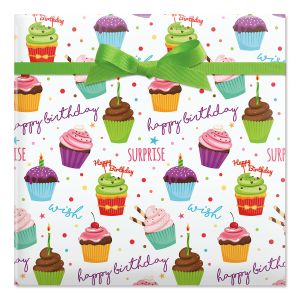 Birthday Cupcakes Jumbo Rolled Gift Wrap
