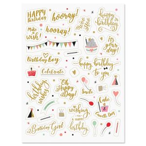 Birthday Word Stickers 