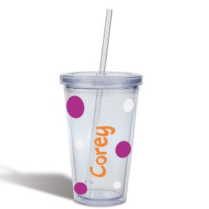 Acrylic Drink Cup - Purple Dots