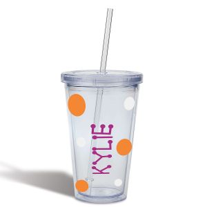 Acrylic Drink Cup - Orange Dots