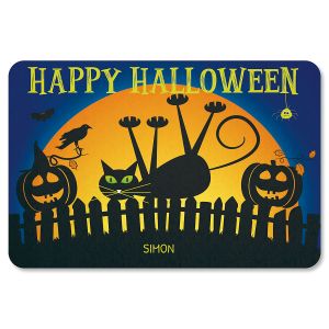 Cat Personalized Halloween Doormat - 1 Name