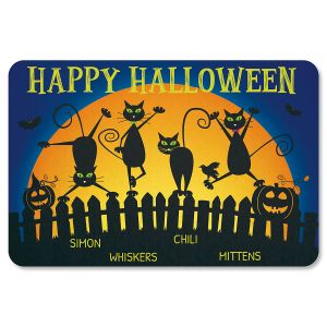 Cats Personalized Halloween Doormat - 4 Names