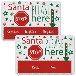 Santa Stop Here Personalized Christmas Doormats